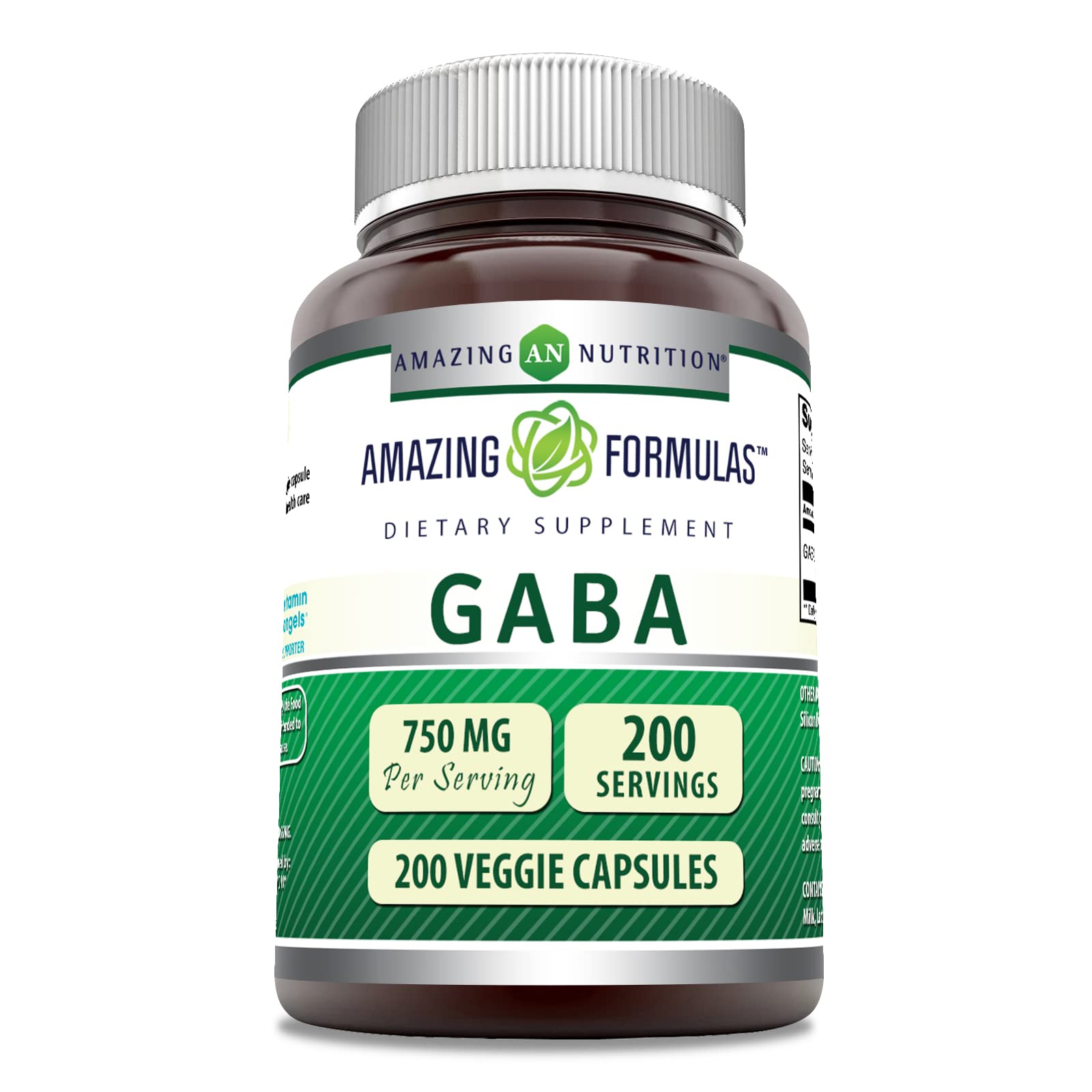 Amazing Nutrition GABA 750mg Veggie Capsules, 1 Count