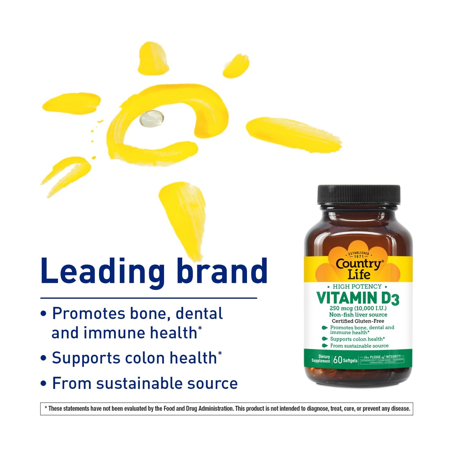 Country Life Vitamin D3 10,000 IU Softgel 60