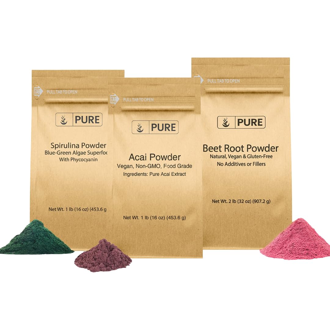PURE ORIGINAL INGREDIENTS Beet Root, Spirulina, and Acai Powder Bundle Powder 3
