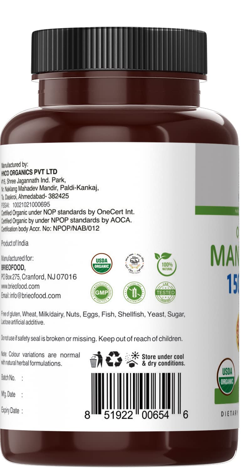Brieofood Organic Manjistha 1500mg Tablet, 90 Tablets