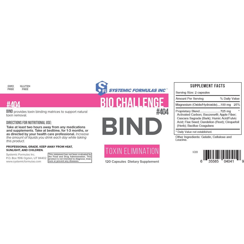 Systemic Formulas #404 - Bind Capsule, 120 Capsules