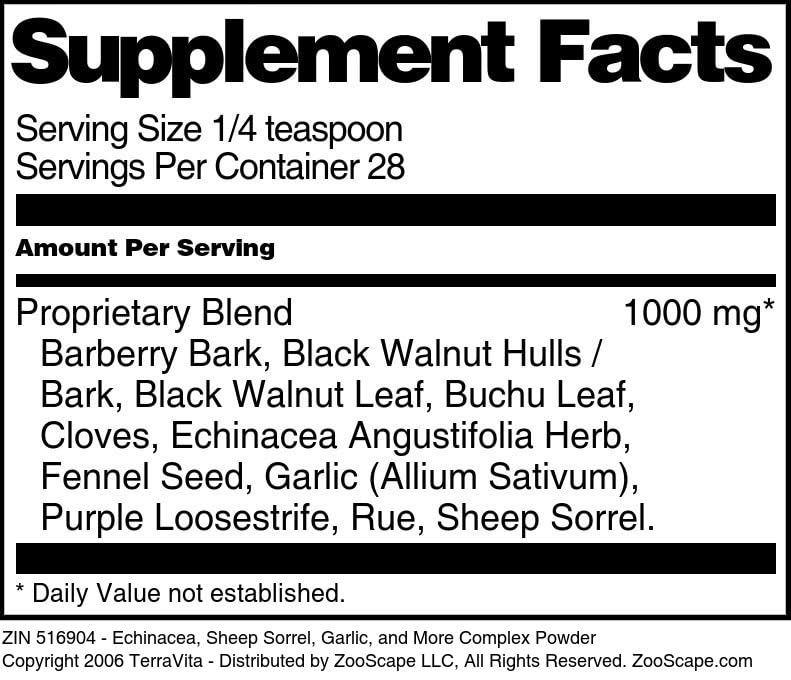 Terravita Echinacea, Sheep Sorrel, Garlic, and More Complex Powder, 1 Pack