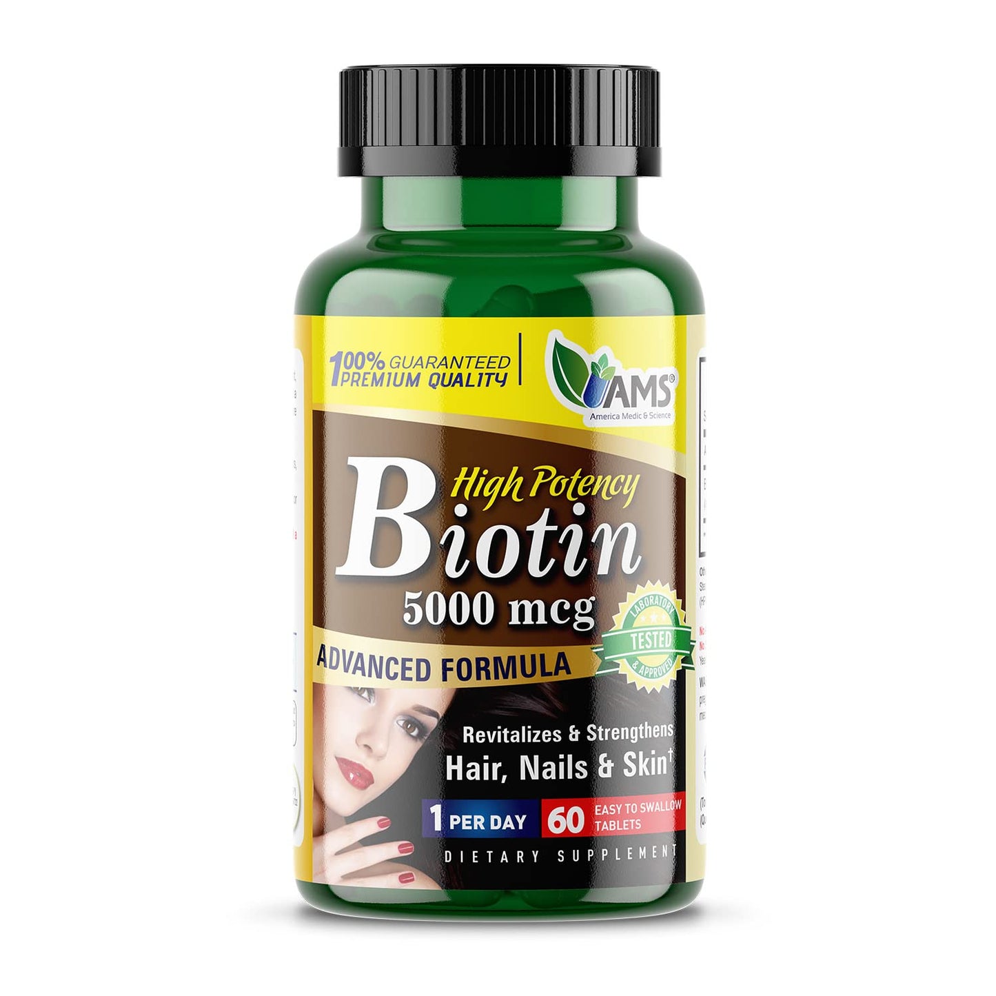 America Medic & Science High Potency Biotin 5000 mcg Tablets, 60 Count
