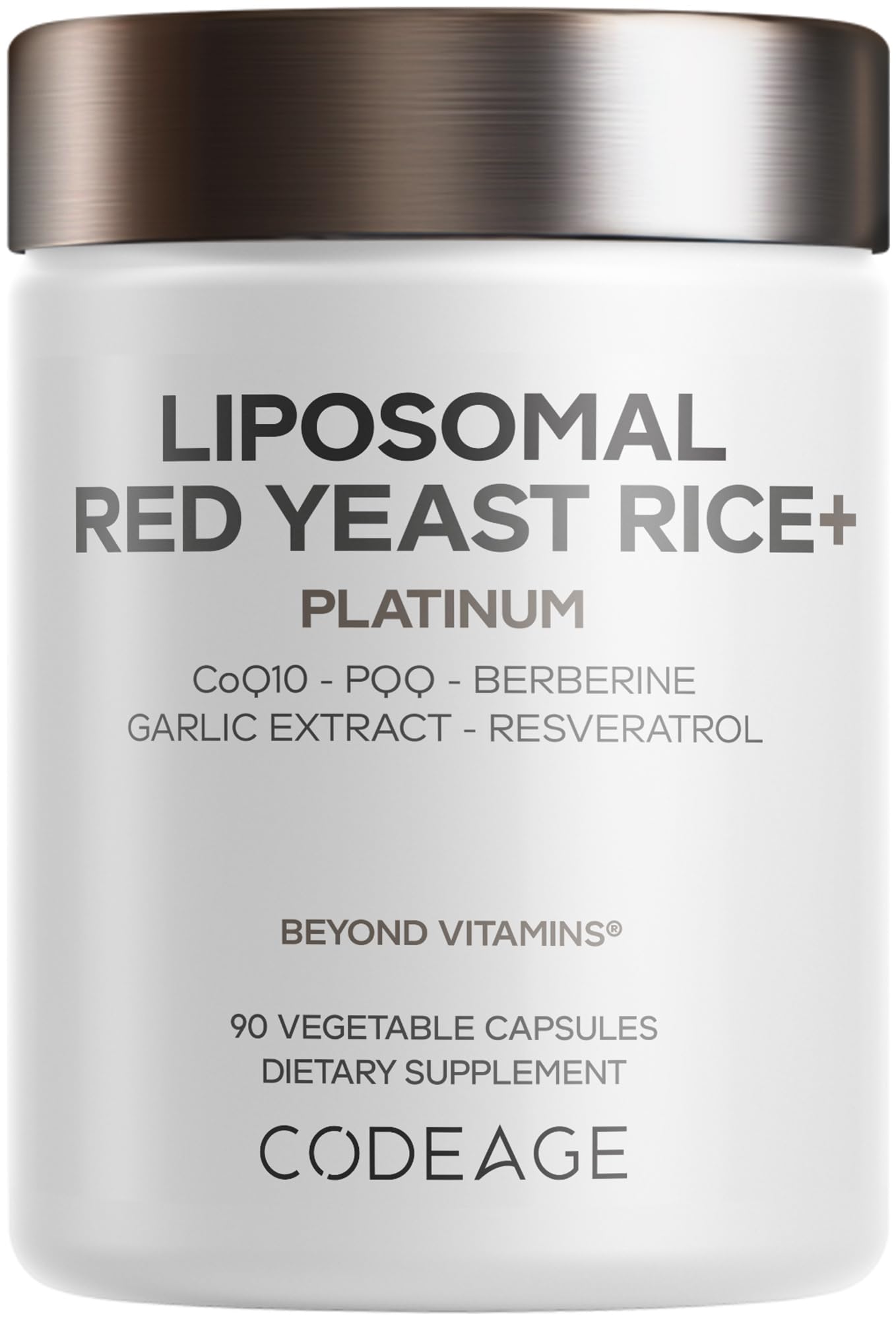 Codeage Liposomal Red Yeast Rice Supplement with CoQ10 and Berberine Capsules, 90 Count