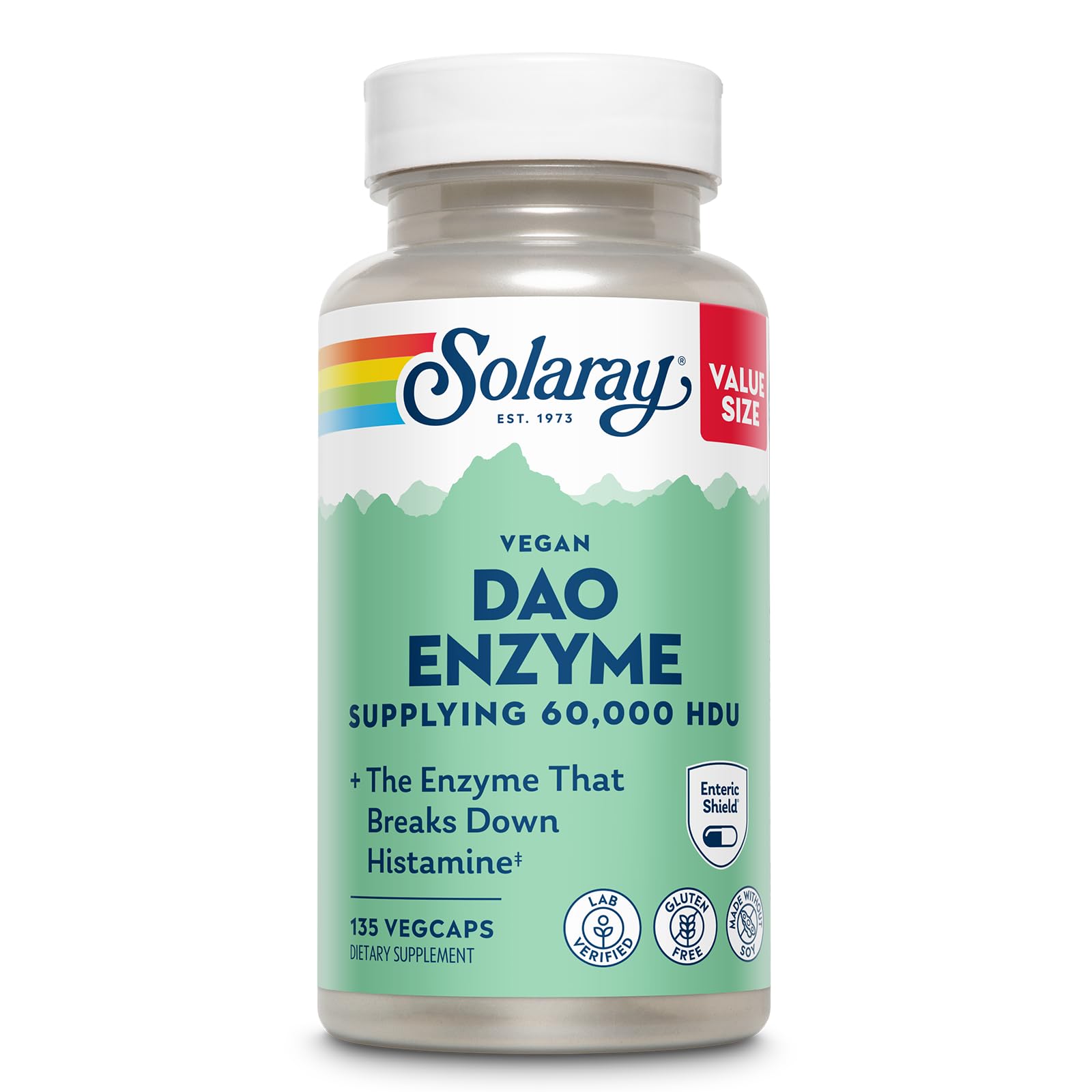 Solaray DAO Enzyme 60,000 HDU Digestive Enzyme Capsule, 135 VegCaps
