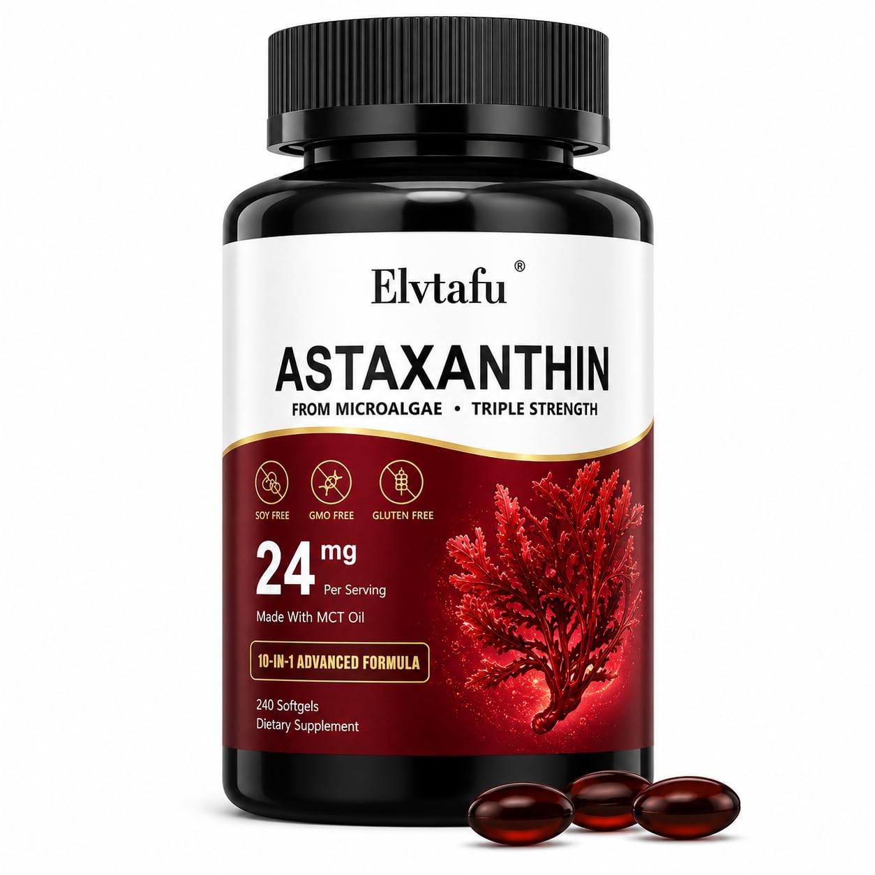Elvtafu Astaxanthin Softgels 24mg, 240 Softgels