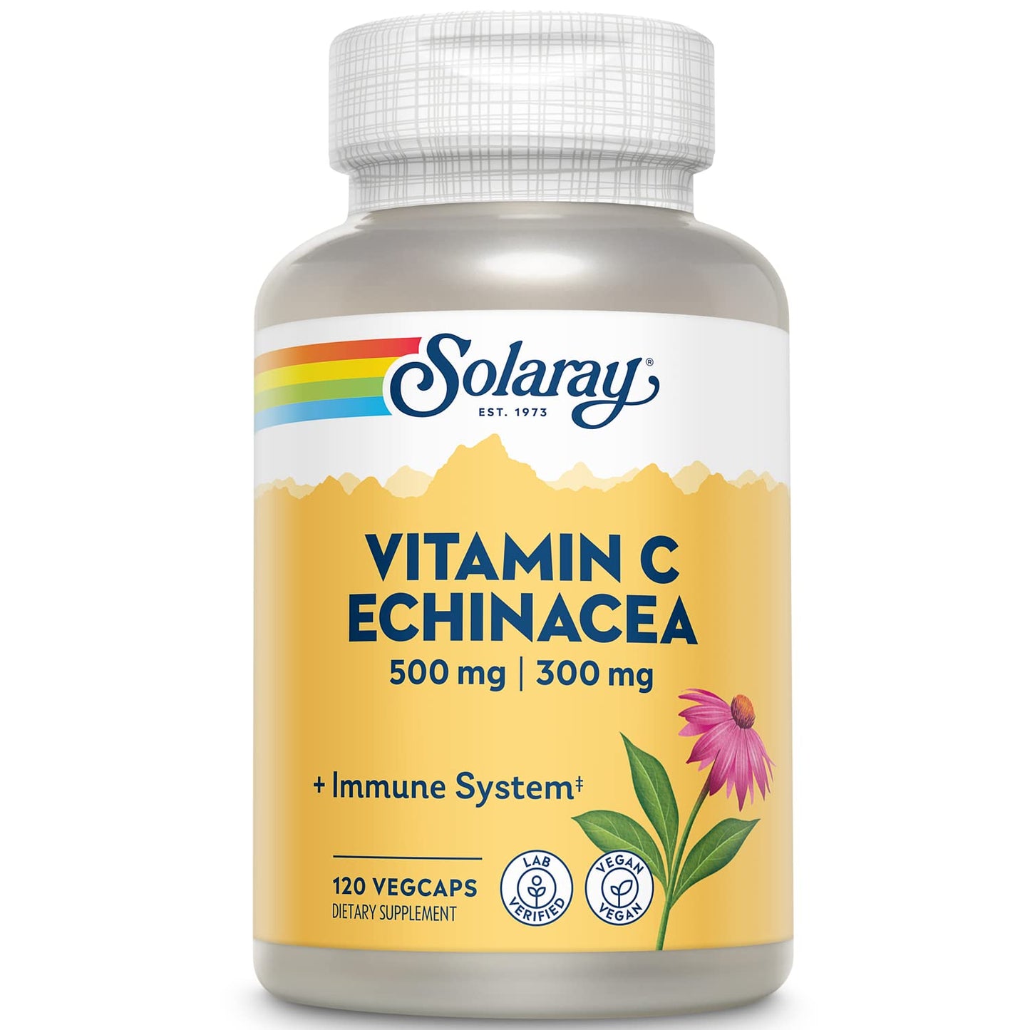 Solaray Vitamin C & Echinacea Root Supplement Capsule, 120 Capsules