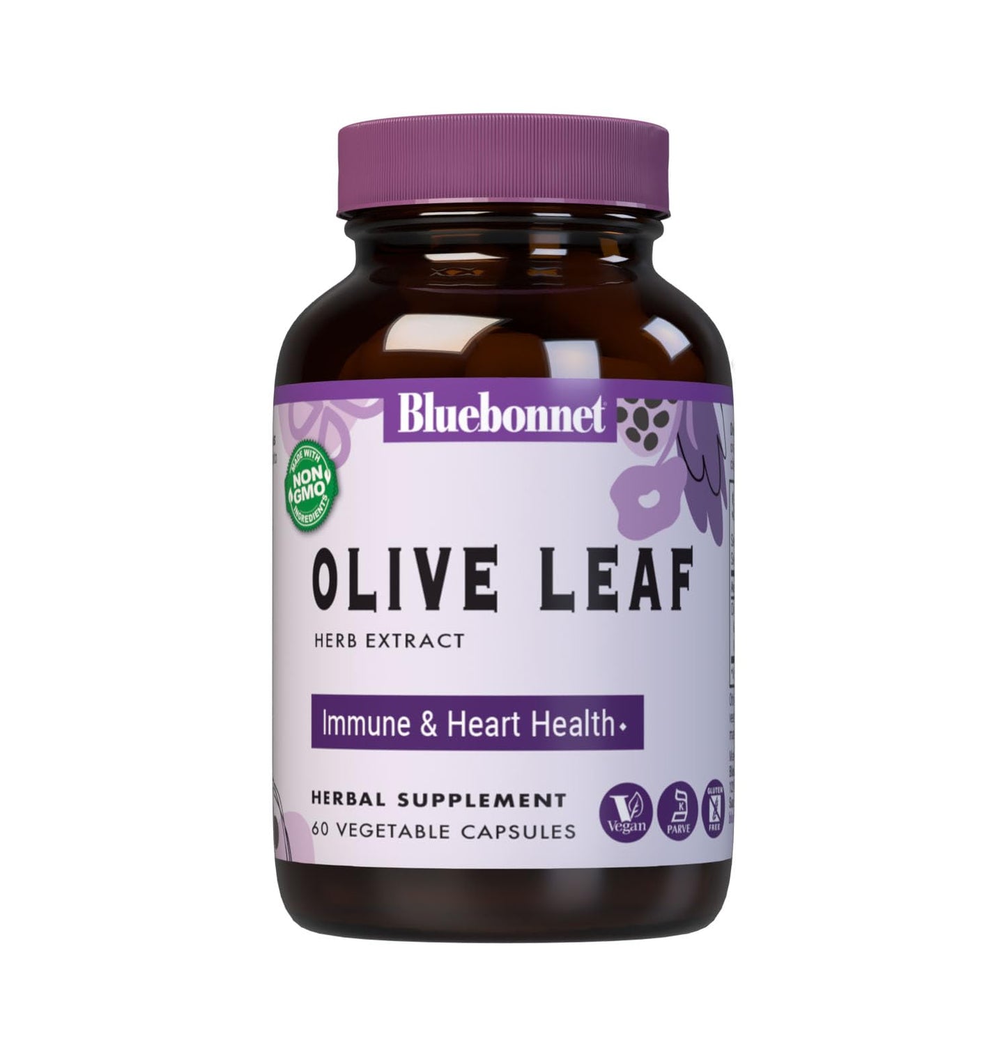 BlueBonnet Standardized Olive Leaf Herb Extract Capsules, 60 Count