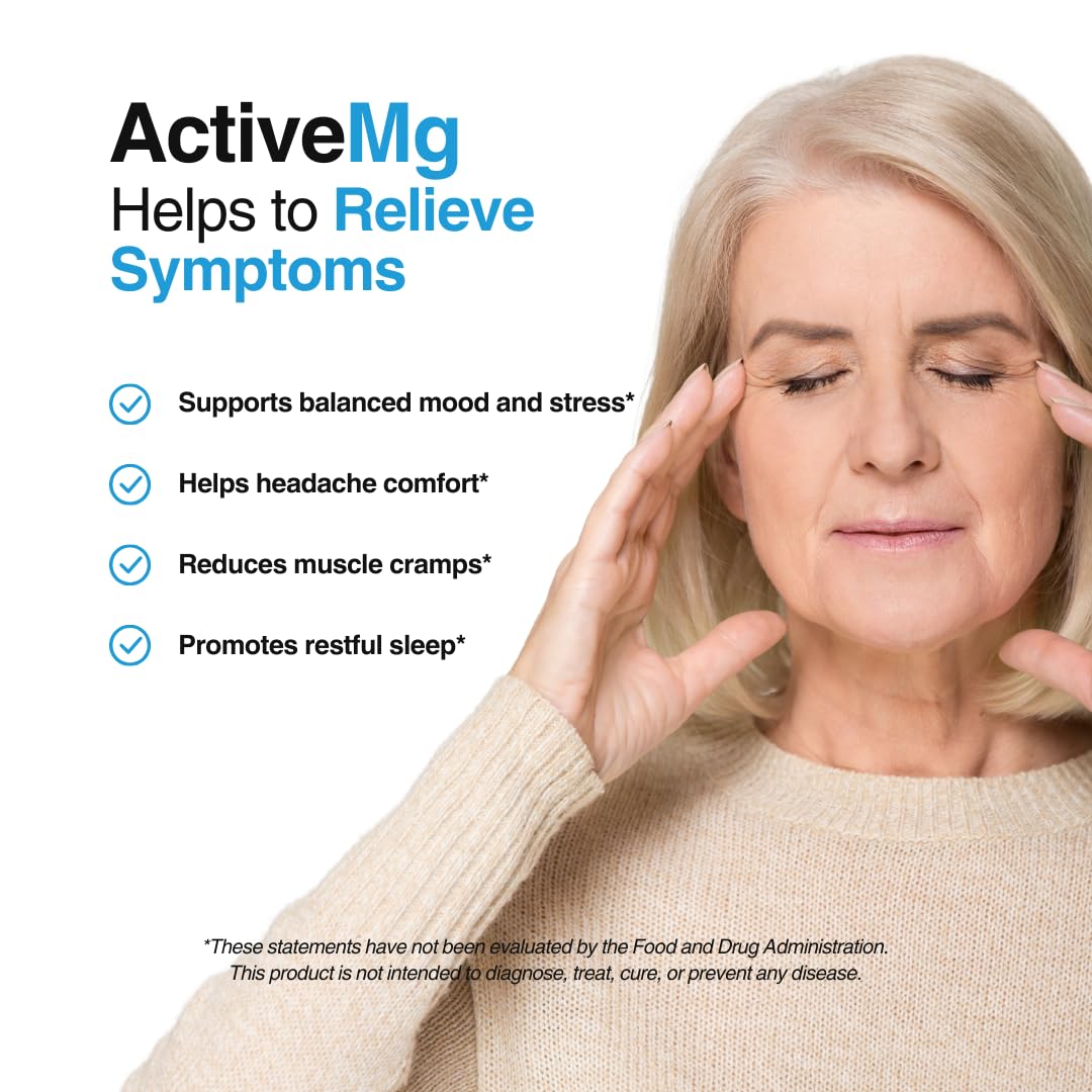 Migraine Stop Active Mg Magnesium Supplement with Zinc & B Vitamins, Capsule, 90 Count