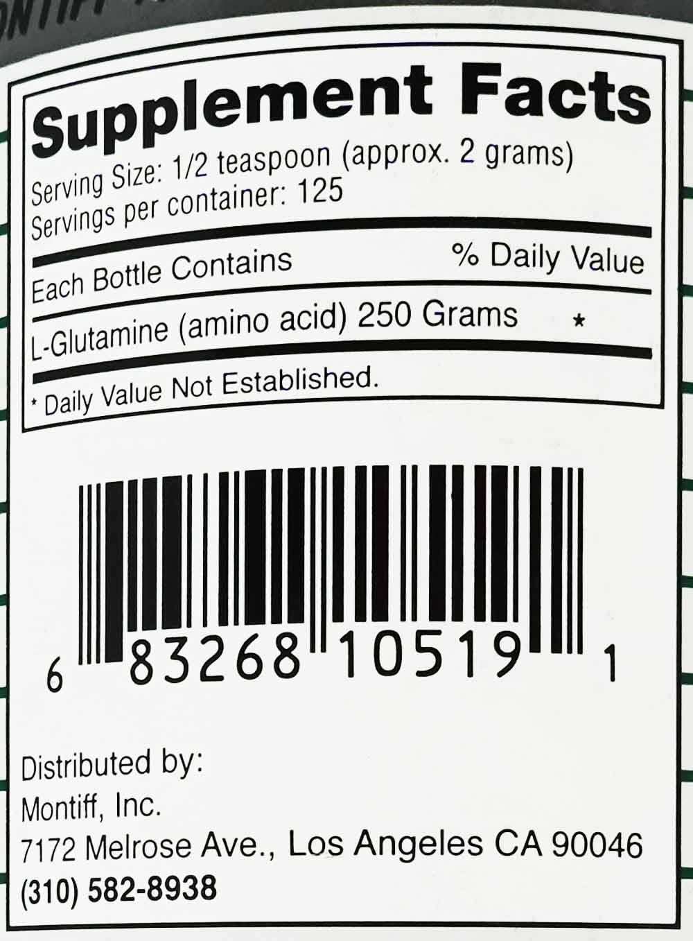 Montiff Pure L-Glutamine Powder, 8.8 oz