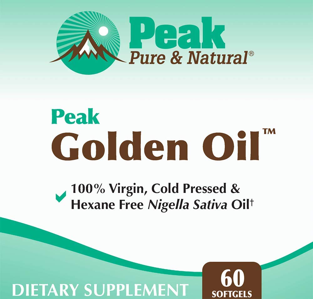 Peak Pure & Natural Peak Golden Oil Cold Pressed Organic Black Seed Oil Supplement Capsules, 60 Count