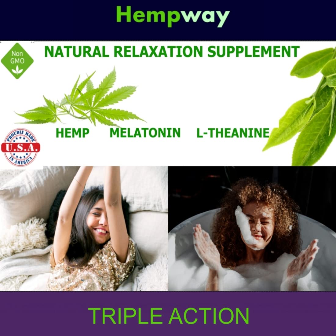 HEMPWAY Hemp Sleep Triple Action Gummies 60 Gummies