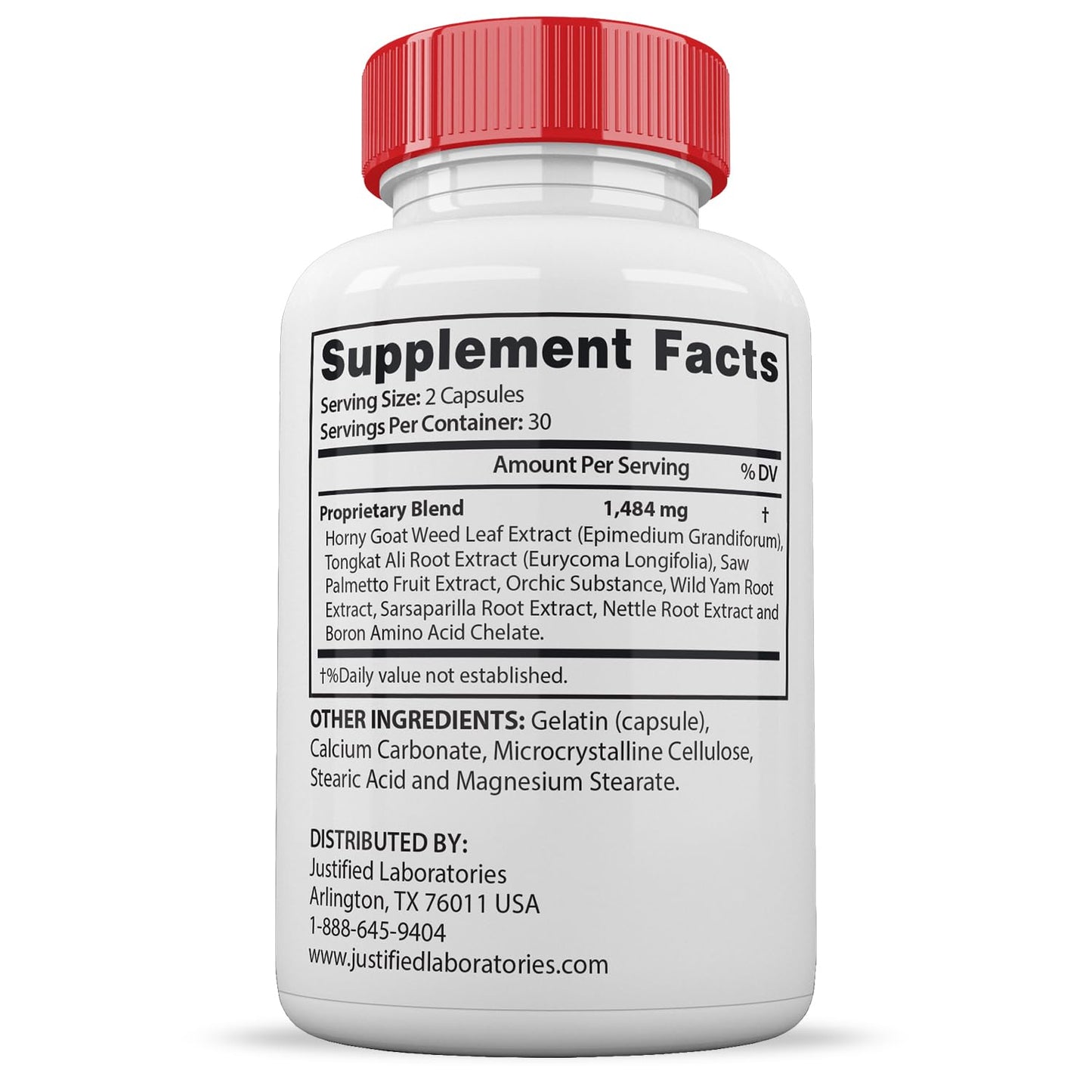 Justified Laboratories Vital Grow XL Capsules 1484MG Advanced Formula Proprietary Blend for Men, 120 Count