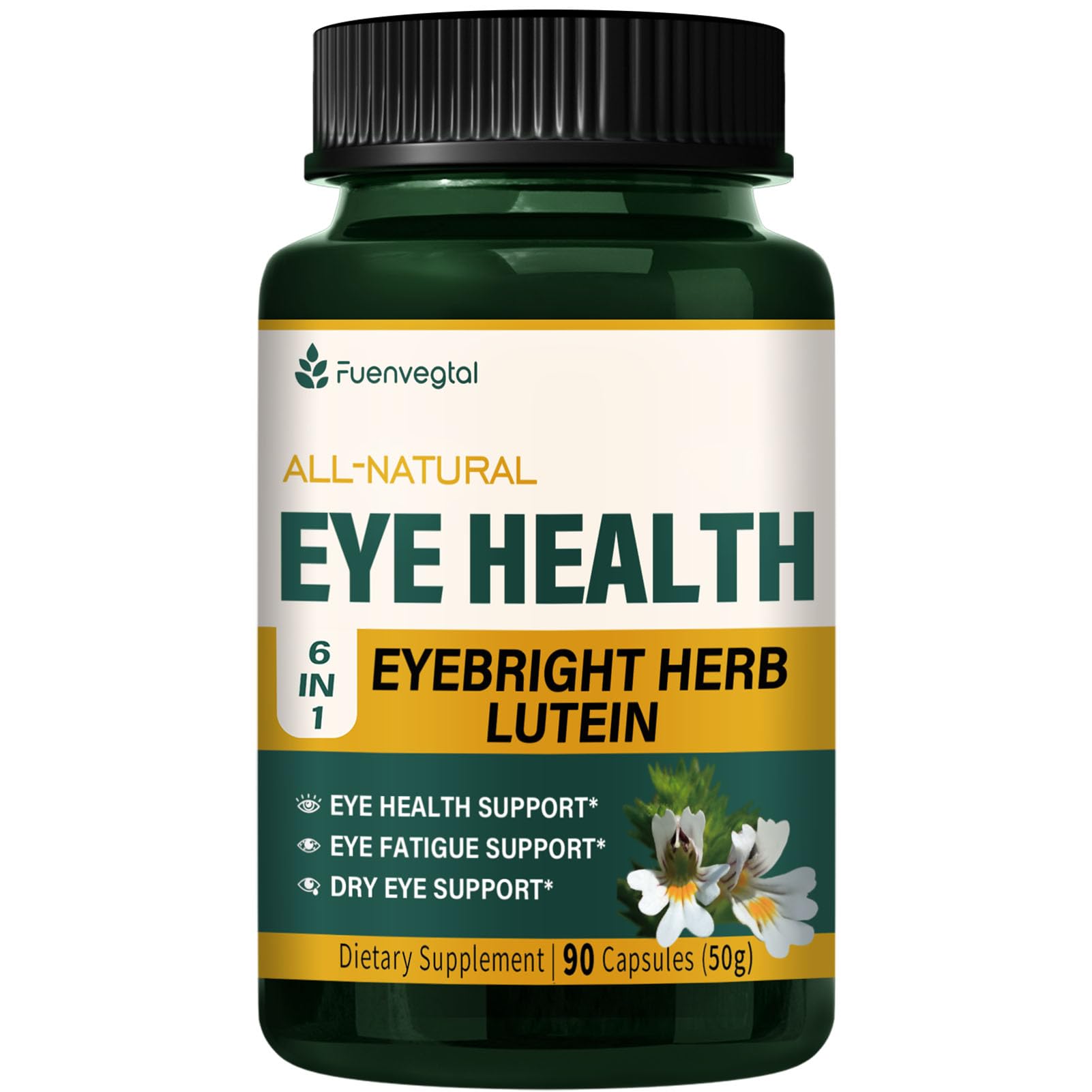 Fuenvegtal Eye Health Capsules with Eyebright, Lutein & Blueberry Extract for Eye Fatigue & Dry Eye Support, 90 Capsules