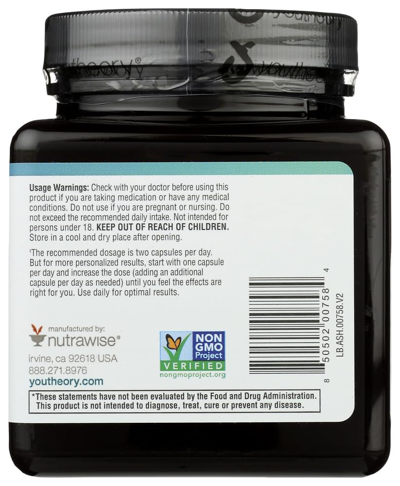Youtheory Ashwagandha Dietary Supplement Capsule 60 Count