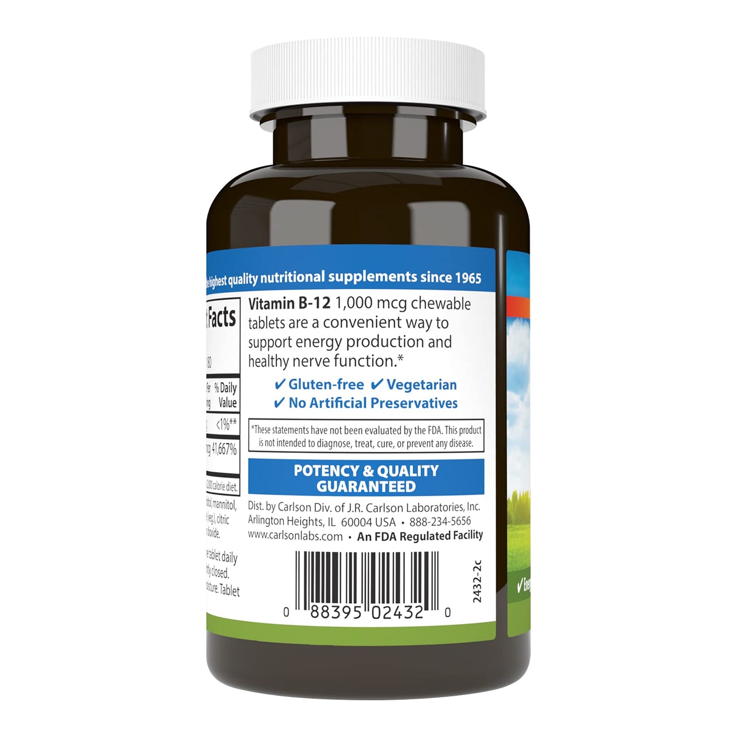 Carlson Vitamin B-12 1000 mcg Tablet, 180 Tablets
