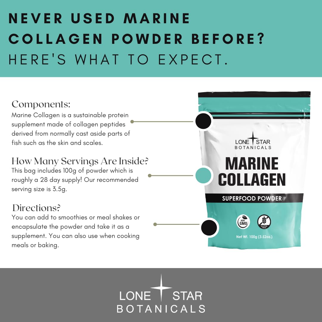 Lone Star Botanicals Marine Collagen Powder, 3.7 Ounce