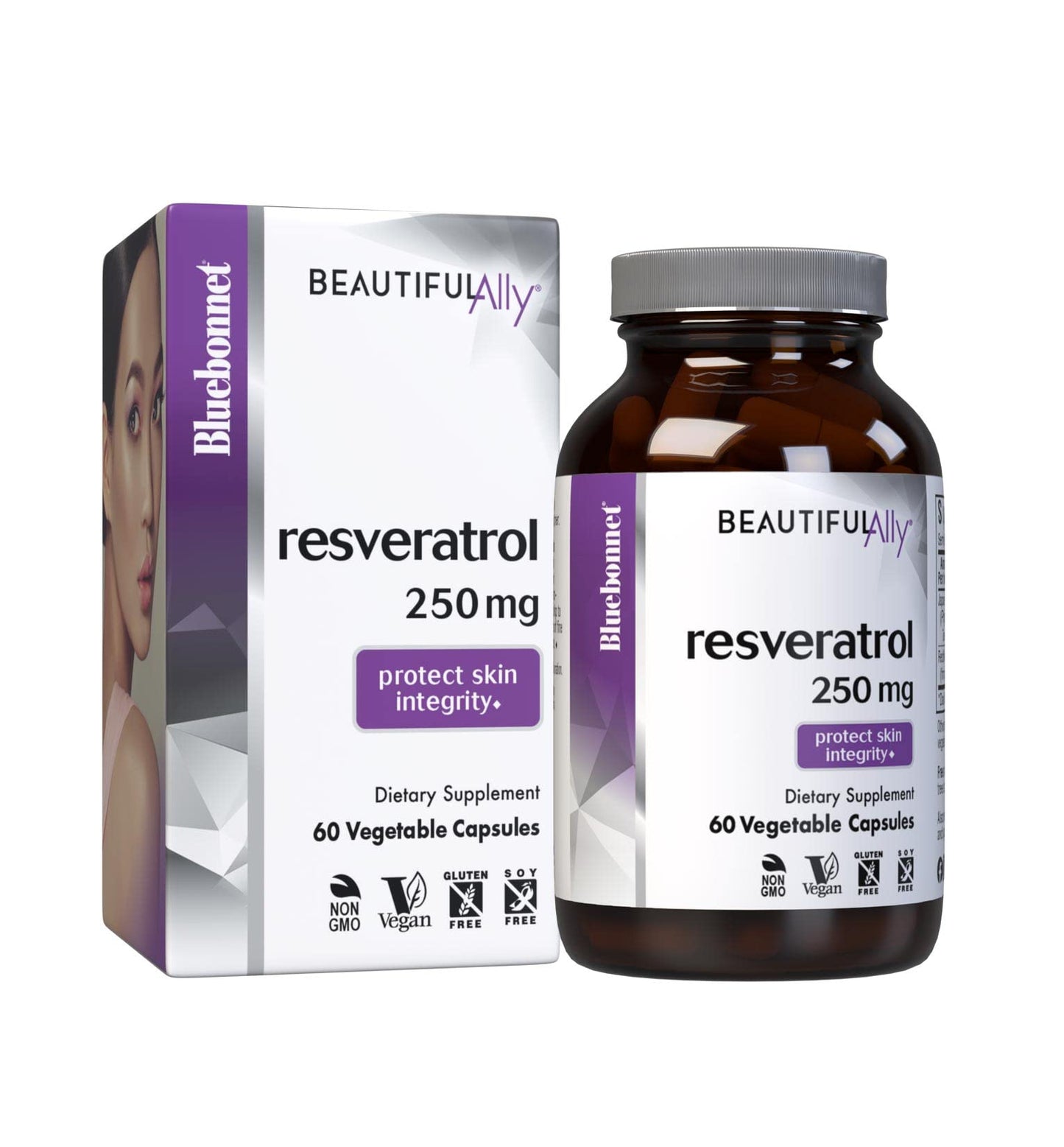 BlueBonnet Beautiful Ally Resveratrol 250mg Capsules, 60 Count