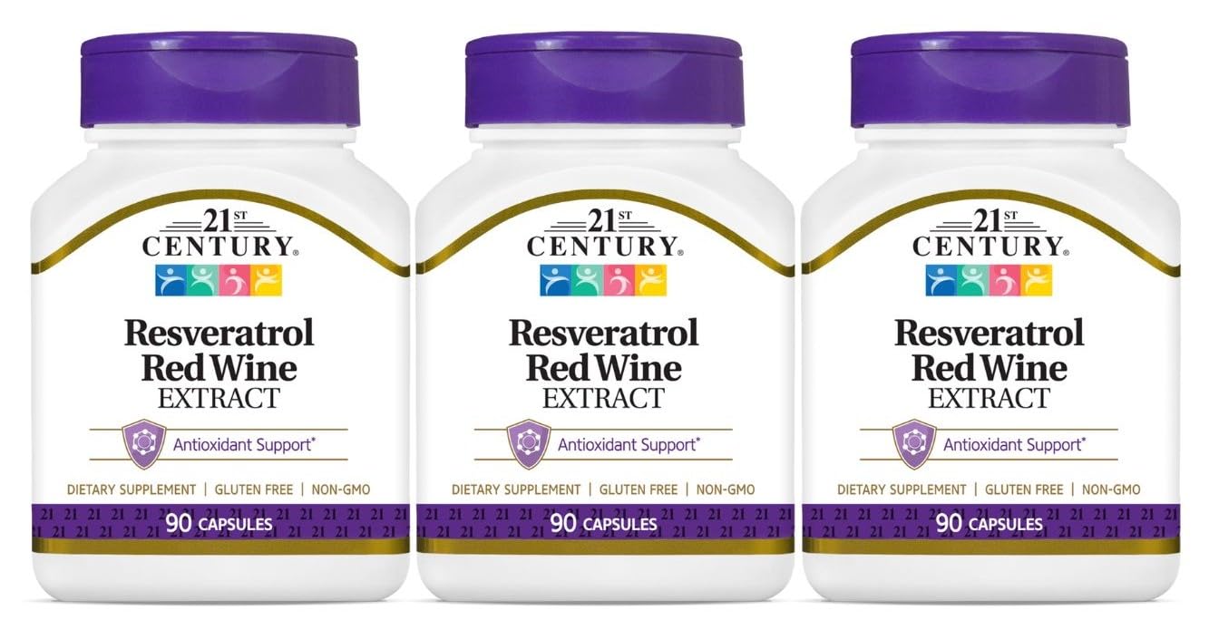 21st Century Resveratrol Red Wine Extract Capsules, 3-Pack