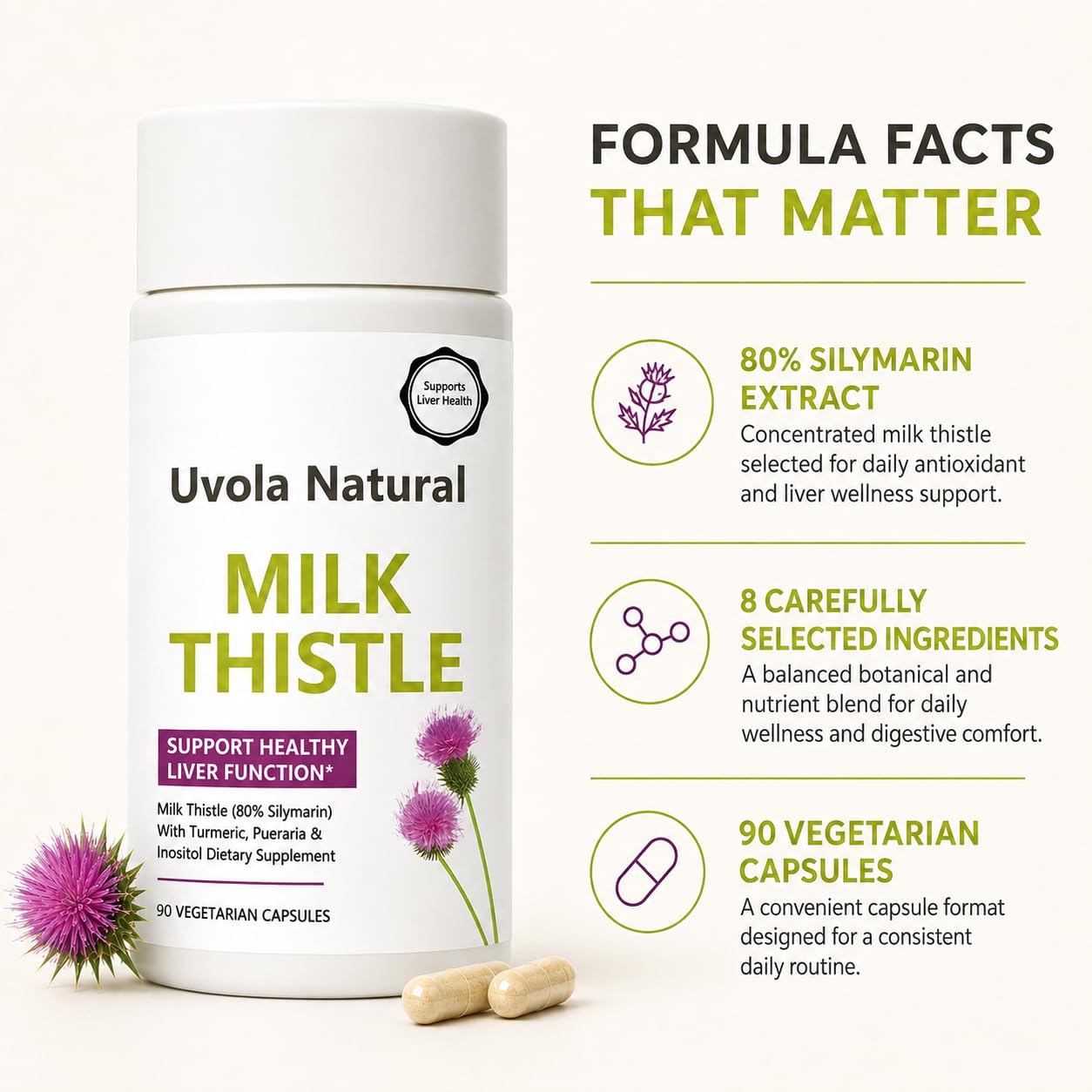Uvola Natural Milk Thistle Supplement Capsule 60 Capsules