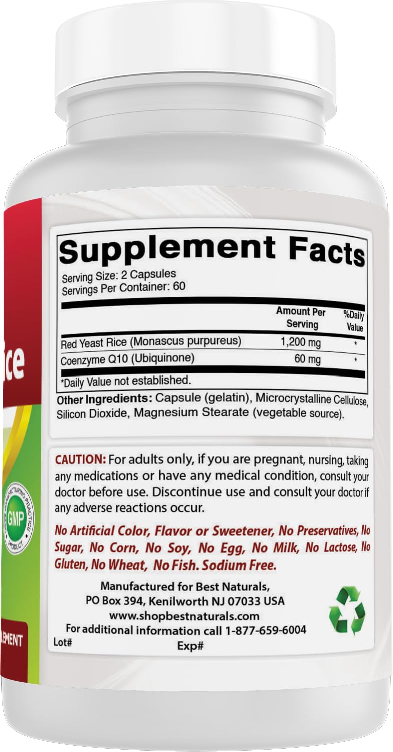 Best Naturals Red Yeast Rice with CoQ10 Capsules 120