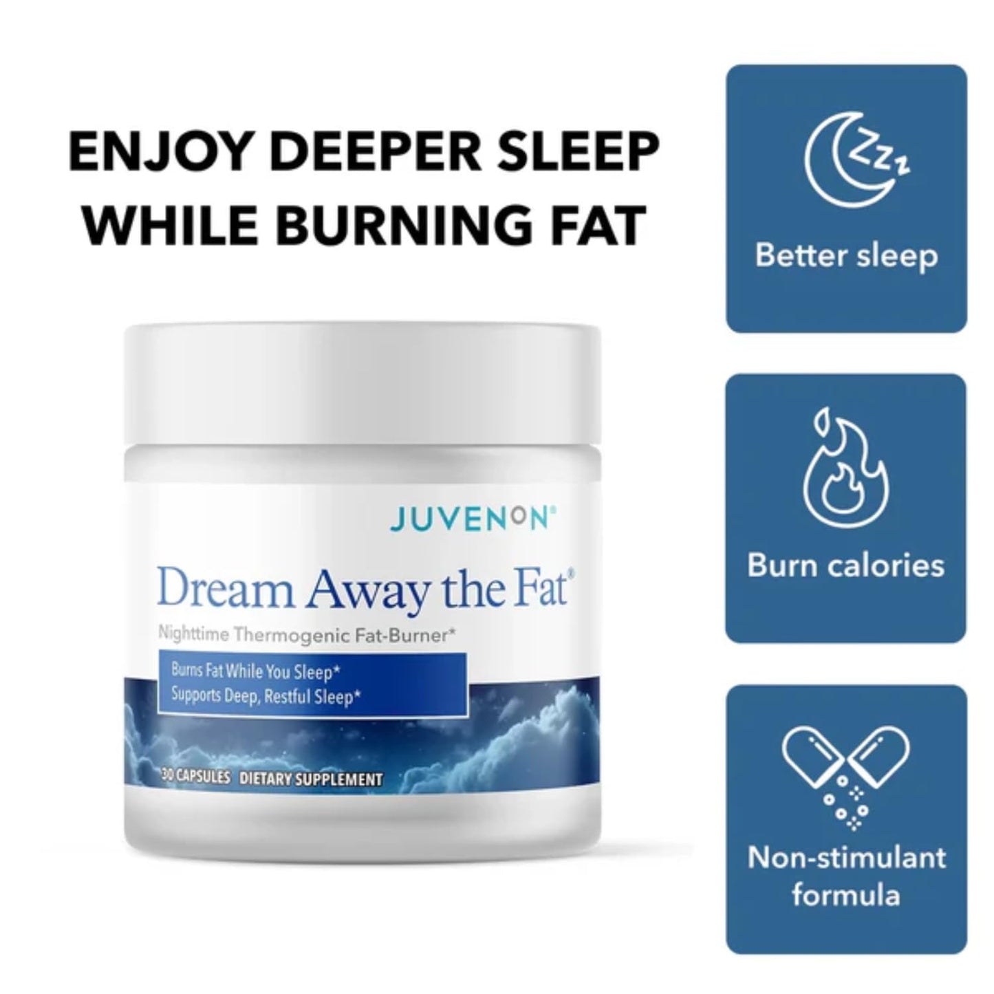 Juvenon Dream Away the Fat Nighttime Support with Melatonin, Grains of Paradise & Chromium – Relaxation & Metabolism Support While You Rest, 30 Capsules