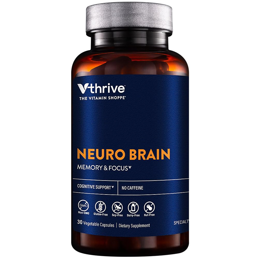 Vthrive Neuro Brain Health to Support Memory, Focus, & Cognitive Support Caffeine-Free 30 Vegetarian Capsules