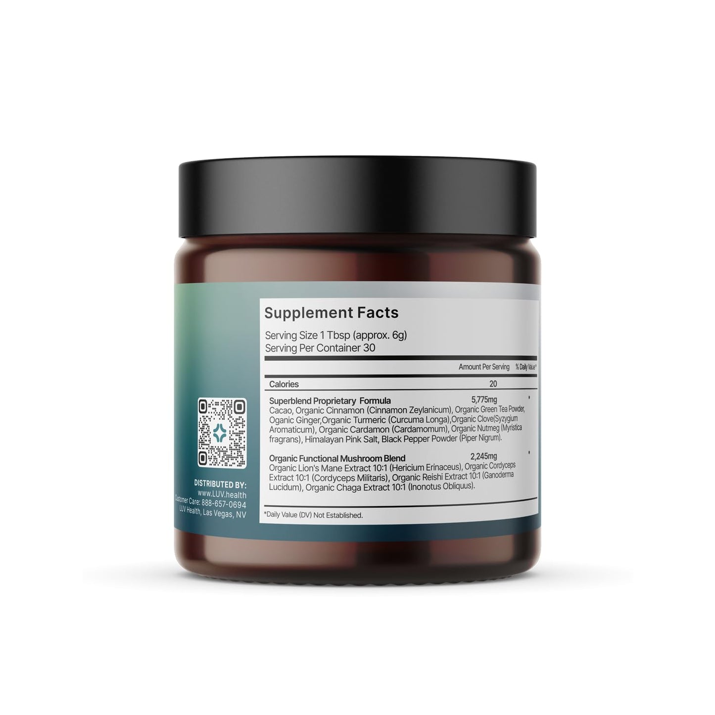 LUV health Vitality Superblend Mushroom Supplement Powder, 19.2 Ounces