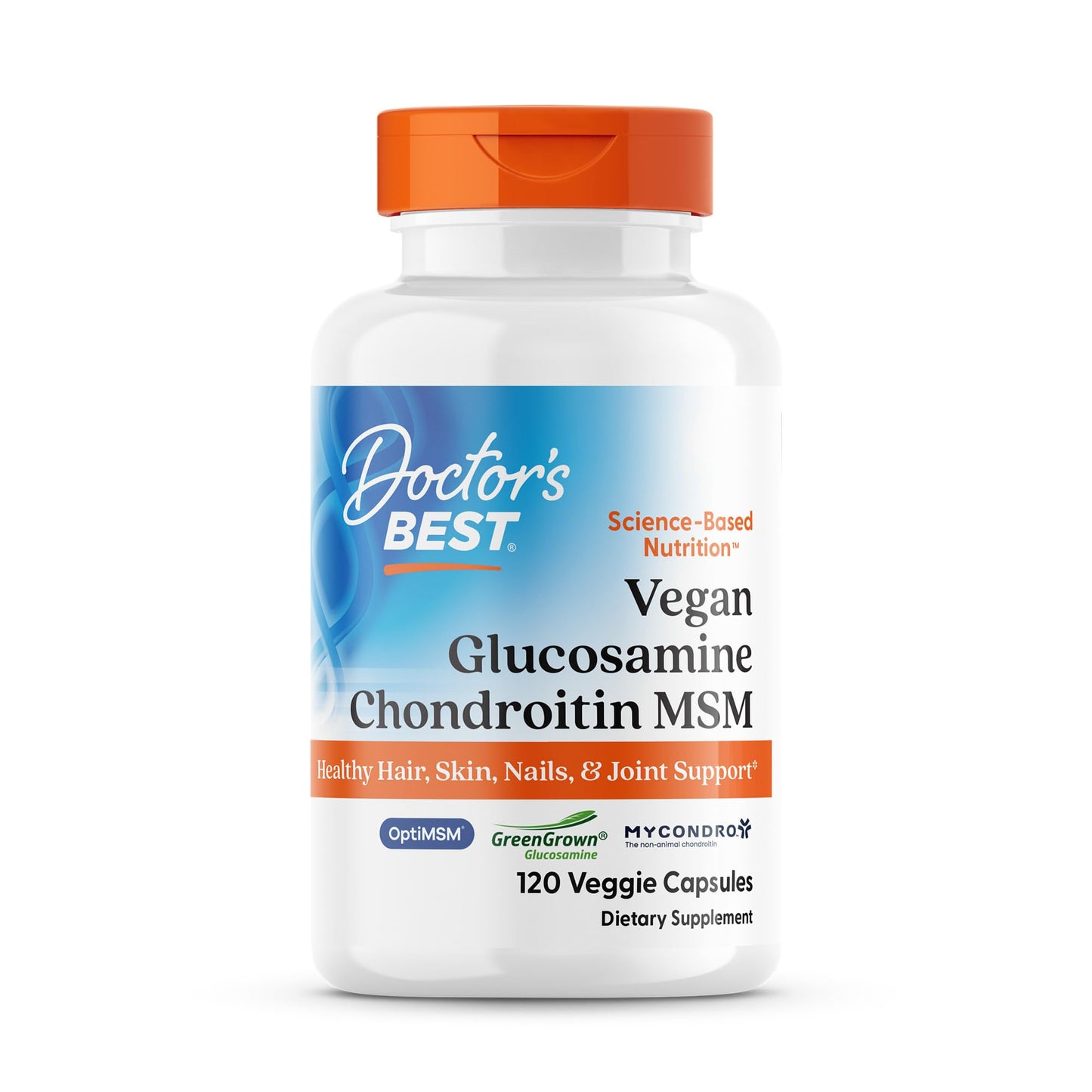 Doctor's Best Vegan Glucosamine Chondroitin MSM - Joint Health Support, 120 Veg Capsules