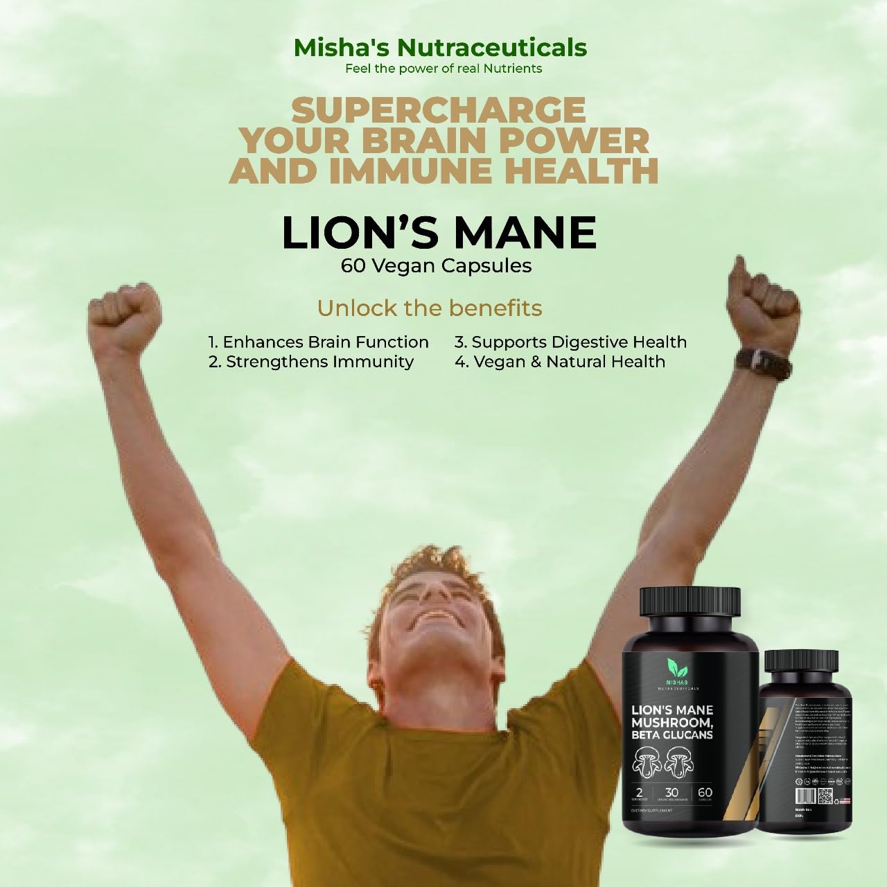 Mishas Lions Mane Supplement Capsule, 60 Count