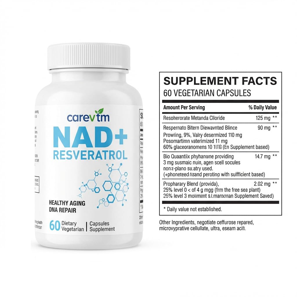 CAREVTM NAD+ Liposomal Complex 500mg Capsules, 60 Count