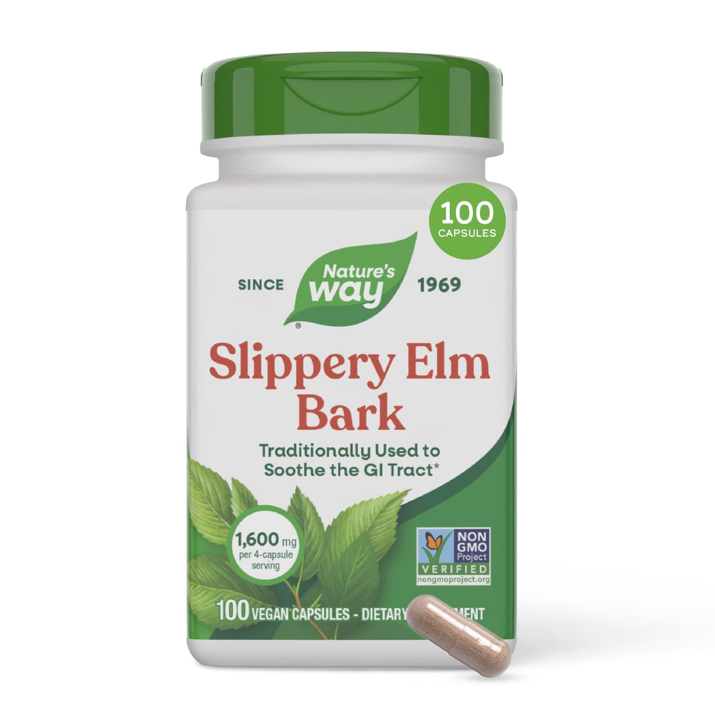 Nature's Way Slippery Elm Bark Capsules, 100 Capsules