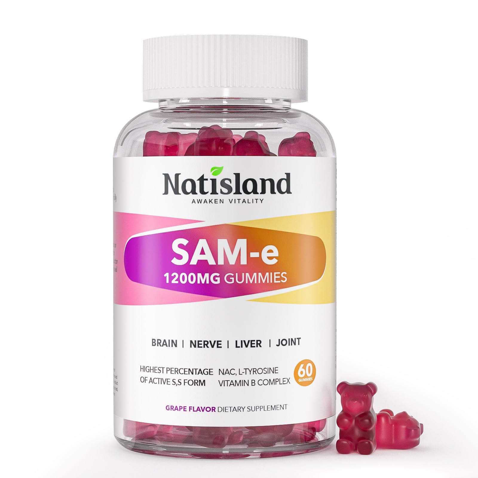 NATISLAND SAM-e with L-Tyrosine Gummies 60 Ct