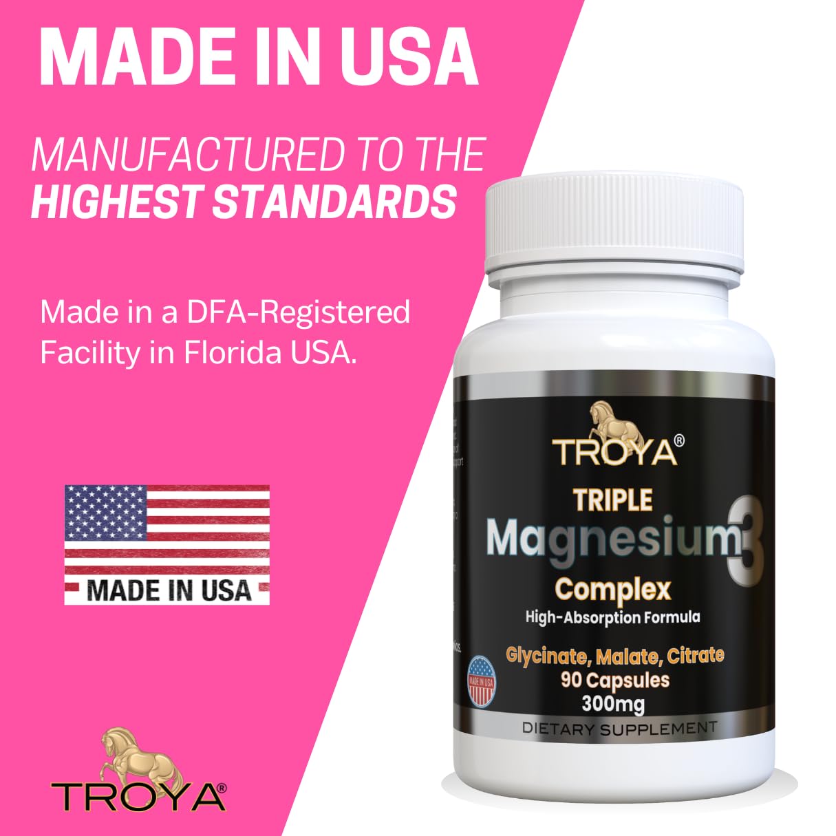 Troya Triple Complex Magnesium Capsules, 90 Count