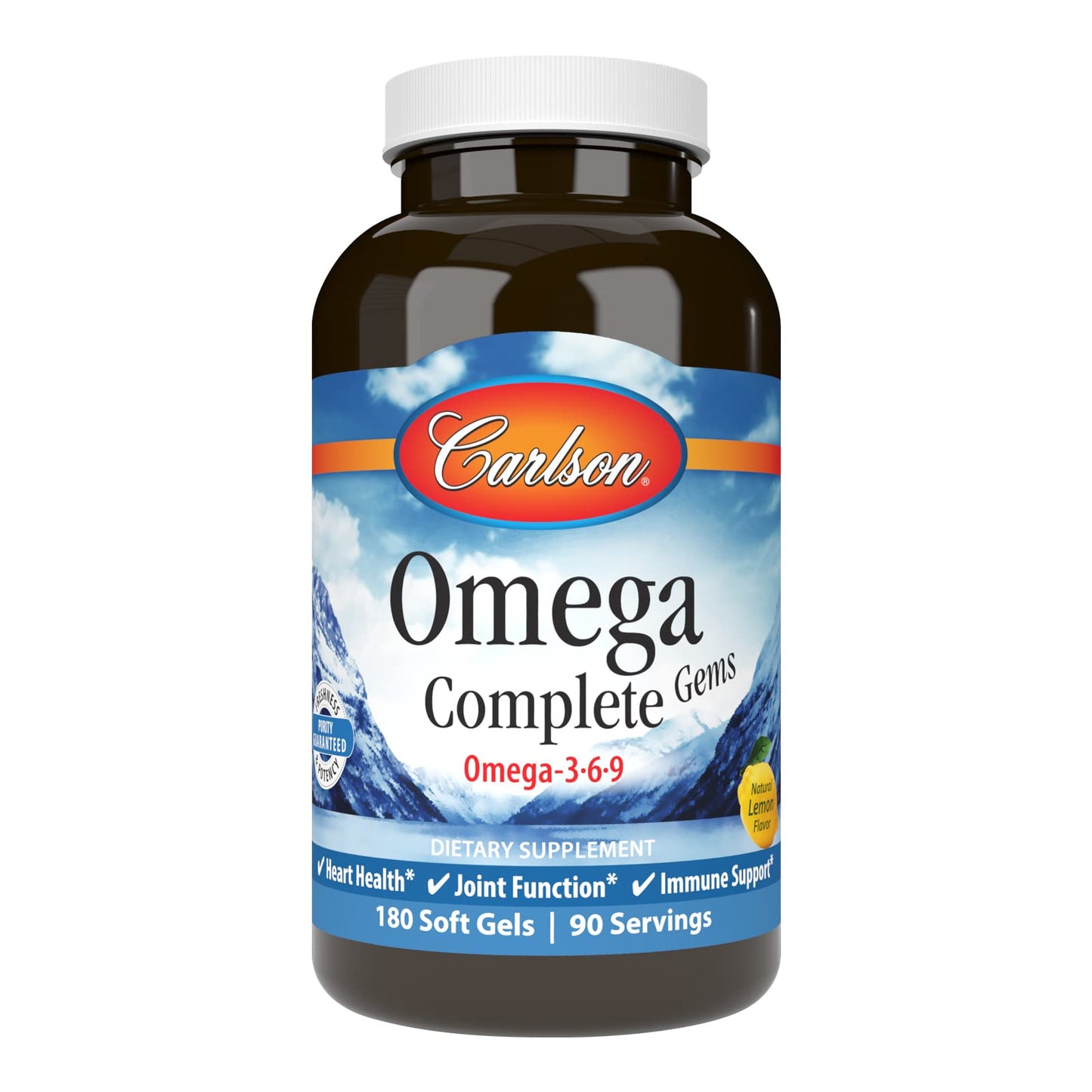 Carlson Omega Complete Gems, Omega-3-6-9, Wild Caught, Sustainably Sourced, Heart Health, Joint Function & Immune Support 180 Softgels