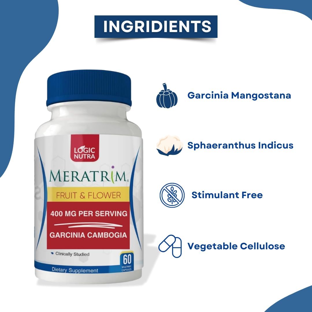 Logic Nutra Meratrim Proprietary Blend 400 mg Garcinia Mangostana (Fruit Rind) Extract Stimulant Free Capsules 60 Capsules