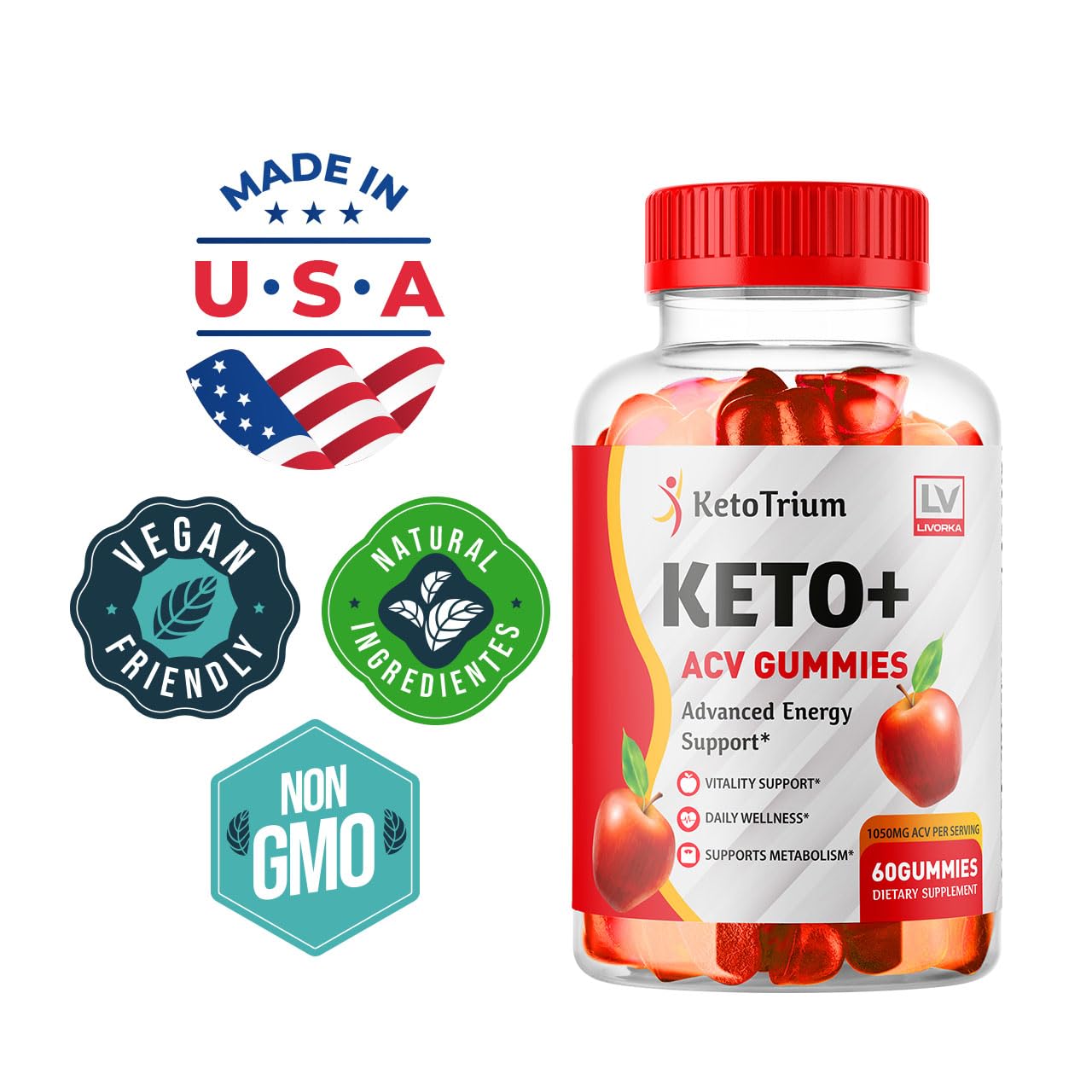 LIVORKA Keto Trium Keto ACV Gummies Gummy, 120 Count