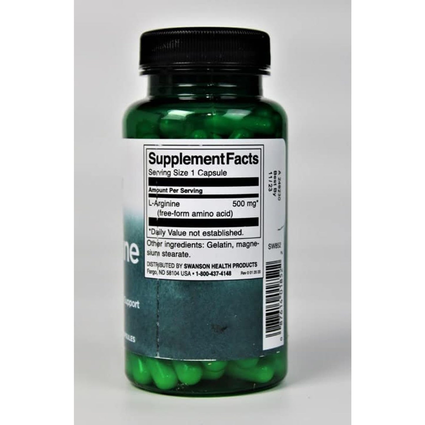 Swanson Amino Acid L-Arginine 500 mg Capsules, 400 Count
