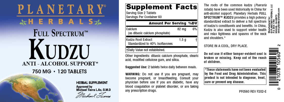 Planetary Herbals Full Spectrum Kudzu Tablets, 120 Count