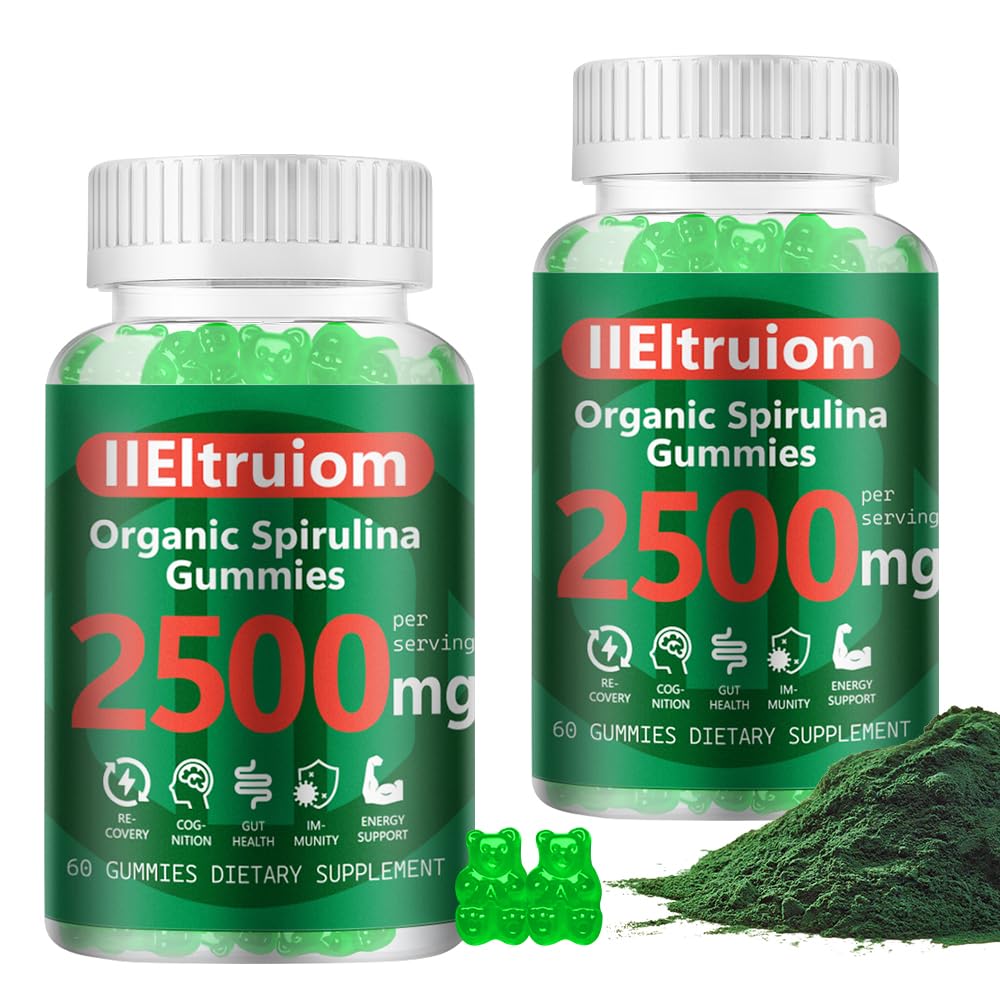 IIEltruiom Super Greens Gummies with Spirulina 2500mg, 13+ Multivitamins 120 Gummies