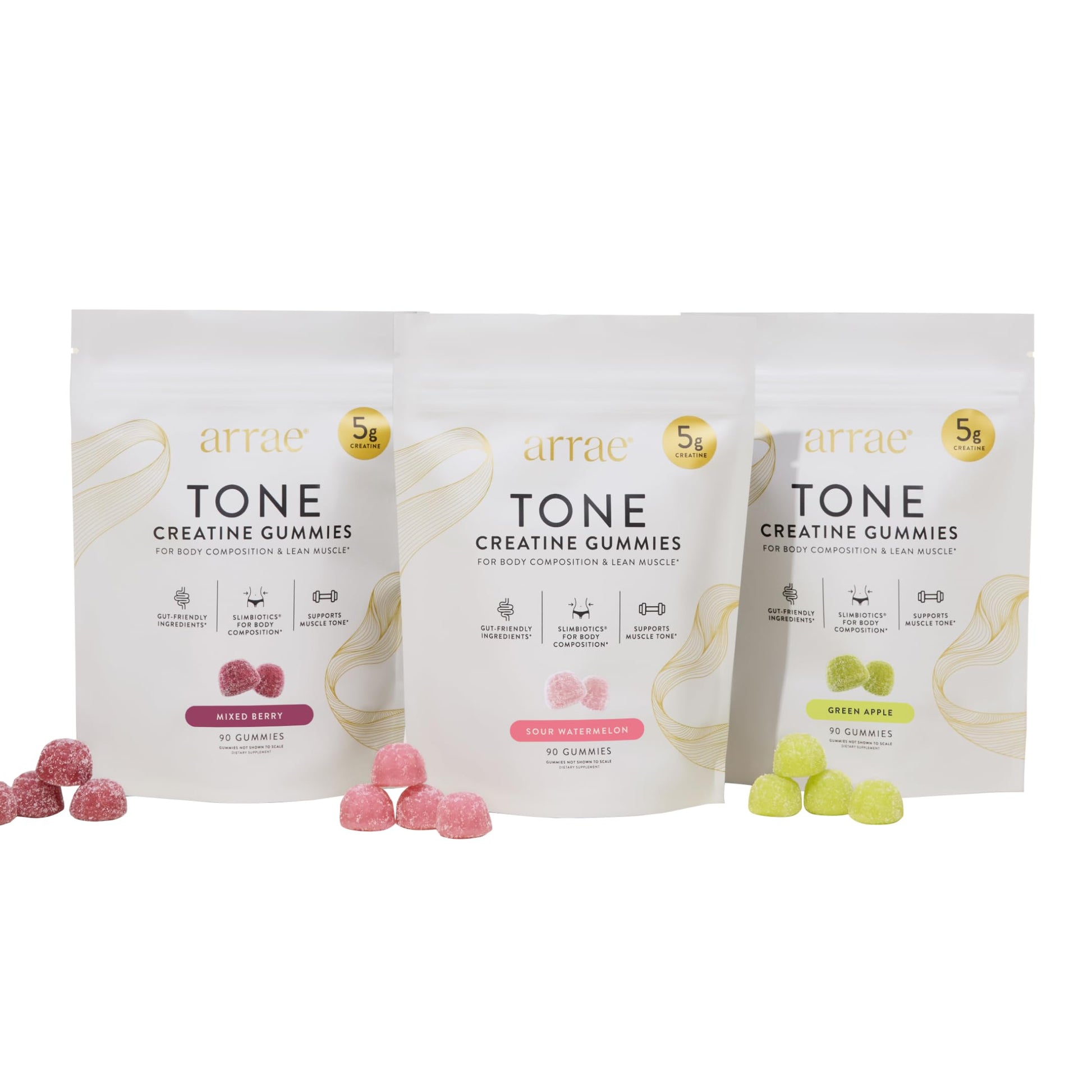 Arrae Tone Gummies Creatine Monohydrate 5g for Women, 270 Count