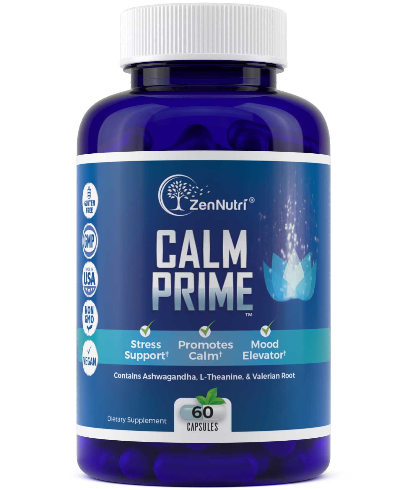 ZenNutri Calm Prime Non-Drowsy Stress Relief Supplement Capsule, 60 Count