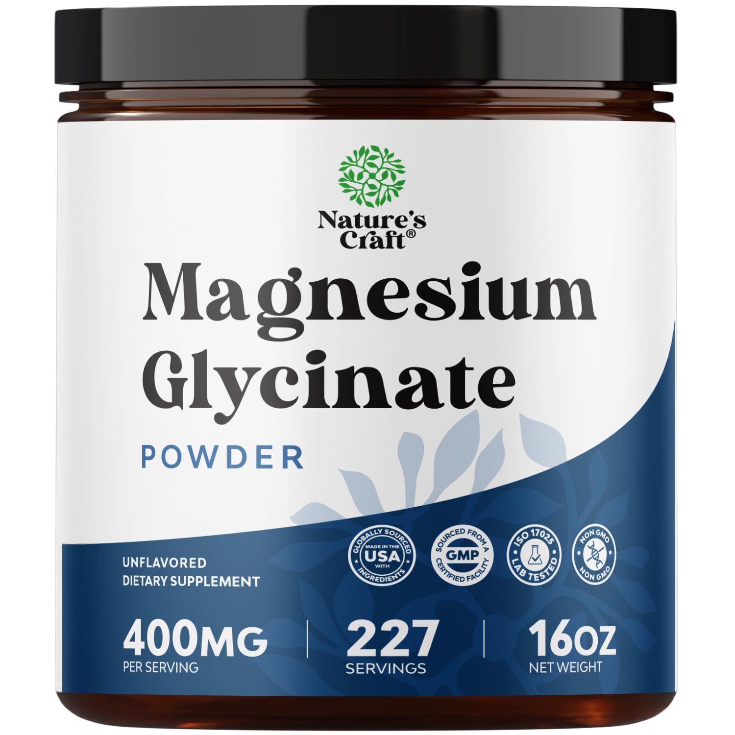 Natures Craft Magnesium Glycinate Powder 16 Ounces