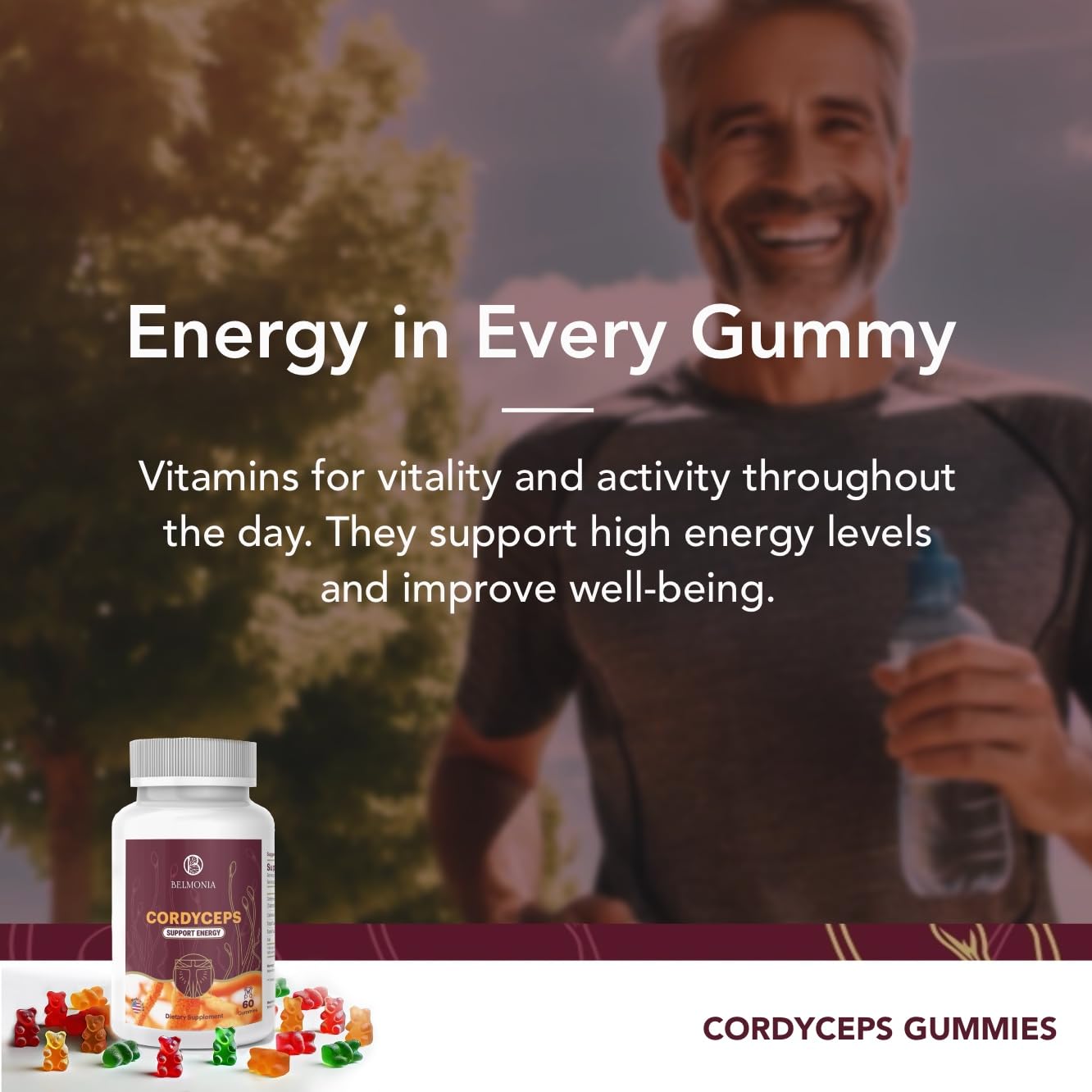 Belmonia Cordyceps Mushroom Gummies, 60 Count