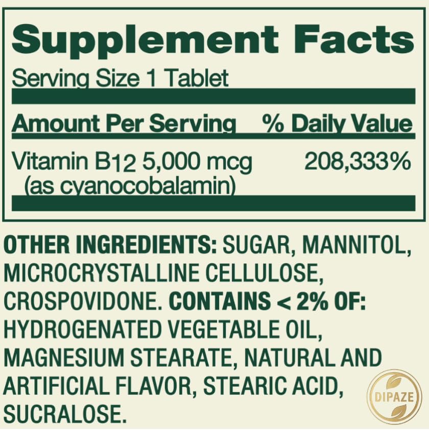 Generic Vitamin B12 Fast Dissolve Tablets 5000 mcg, 45 Tablets