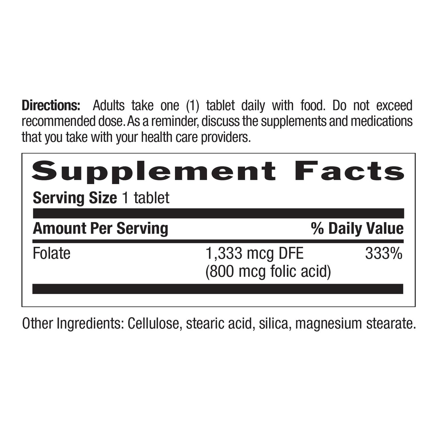 Country Life Folate 800 mcg (Folic Acid) Tablet 100 Tablets
