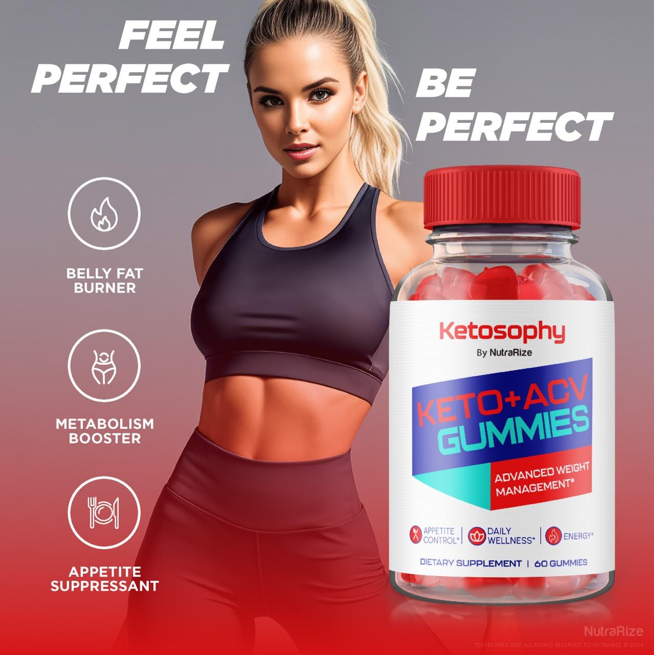 NutraRize Ketosophy ACV Keto Gummies, 60 Count