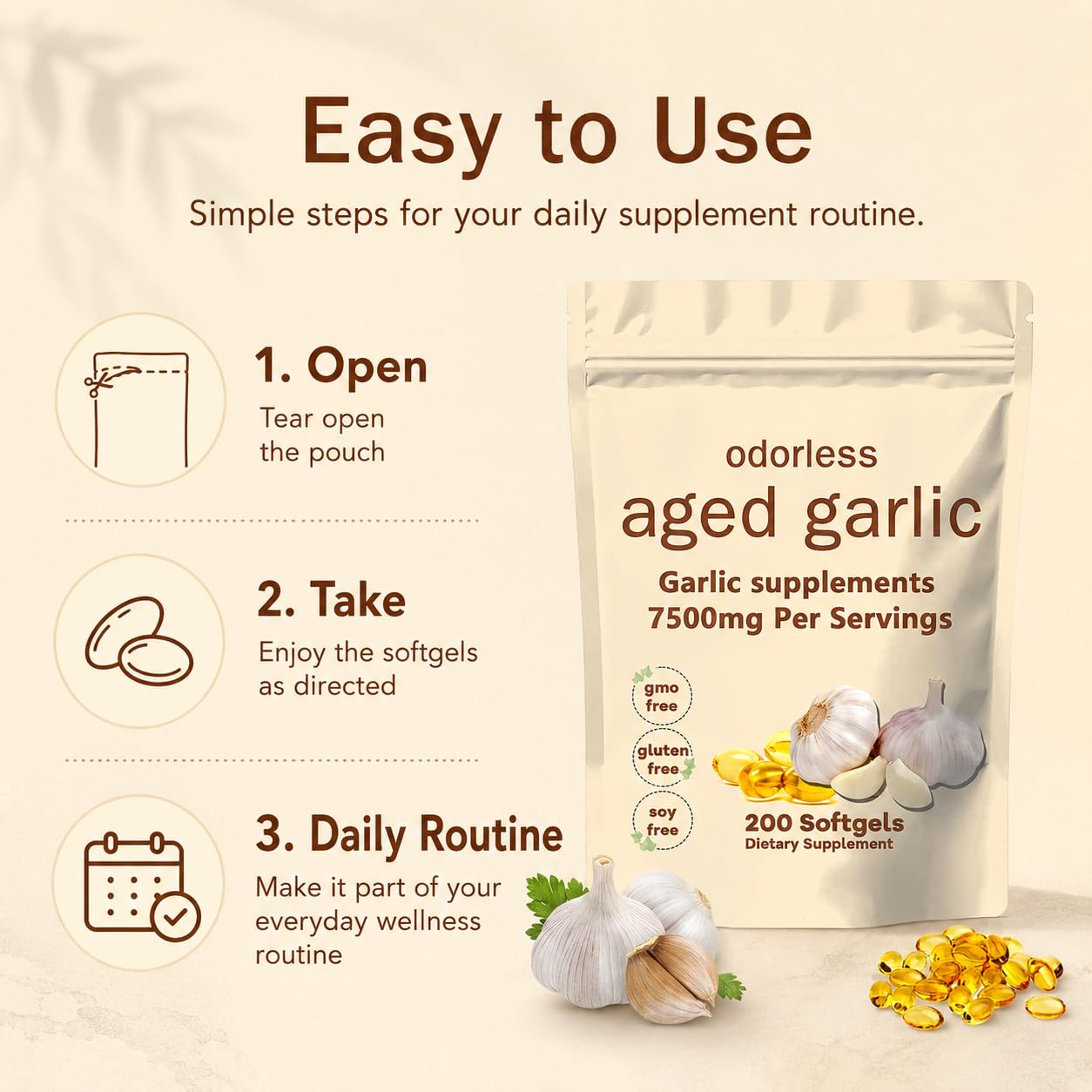 TANSPRESSO Primus Aged Garlic Extract Softgels, 200