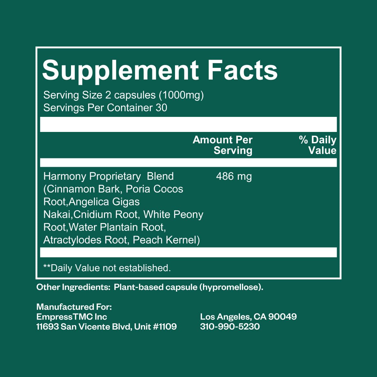 Empress TCM INC Cycle Harmony Hormone Balance Supplement for Women, TCM Herbal Capsules, 60 Capsules