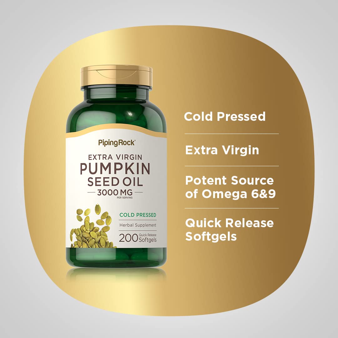 Piping Rock Pumpkin Seed Oil Softgel Capsules 200 Count